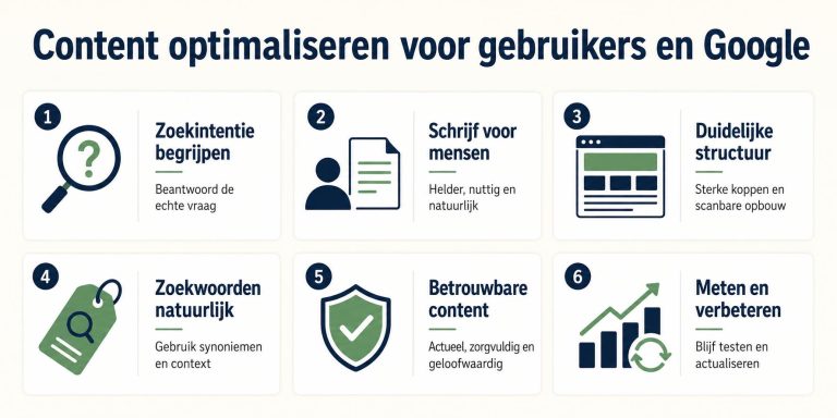 Content optimaliseren voor gebruikers en Google: praktische gids voor betere structuur, zoekintentie en leesbaarheid